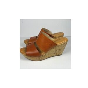 Born Platform Slide Sandals Adria Light Brown Whiskey Size 8